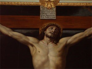 målning av Jesus på korset